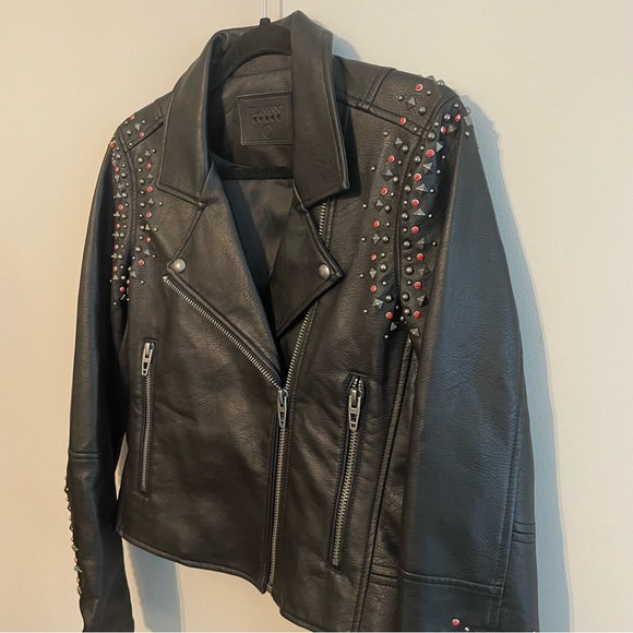 BLANK NYC Faux Leather Studded Moto Jacket - Black Size S - Picture 8 of 13